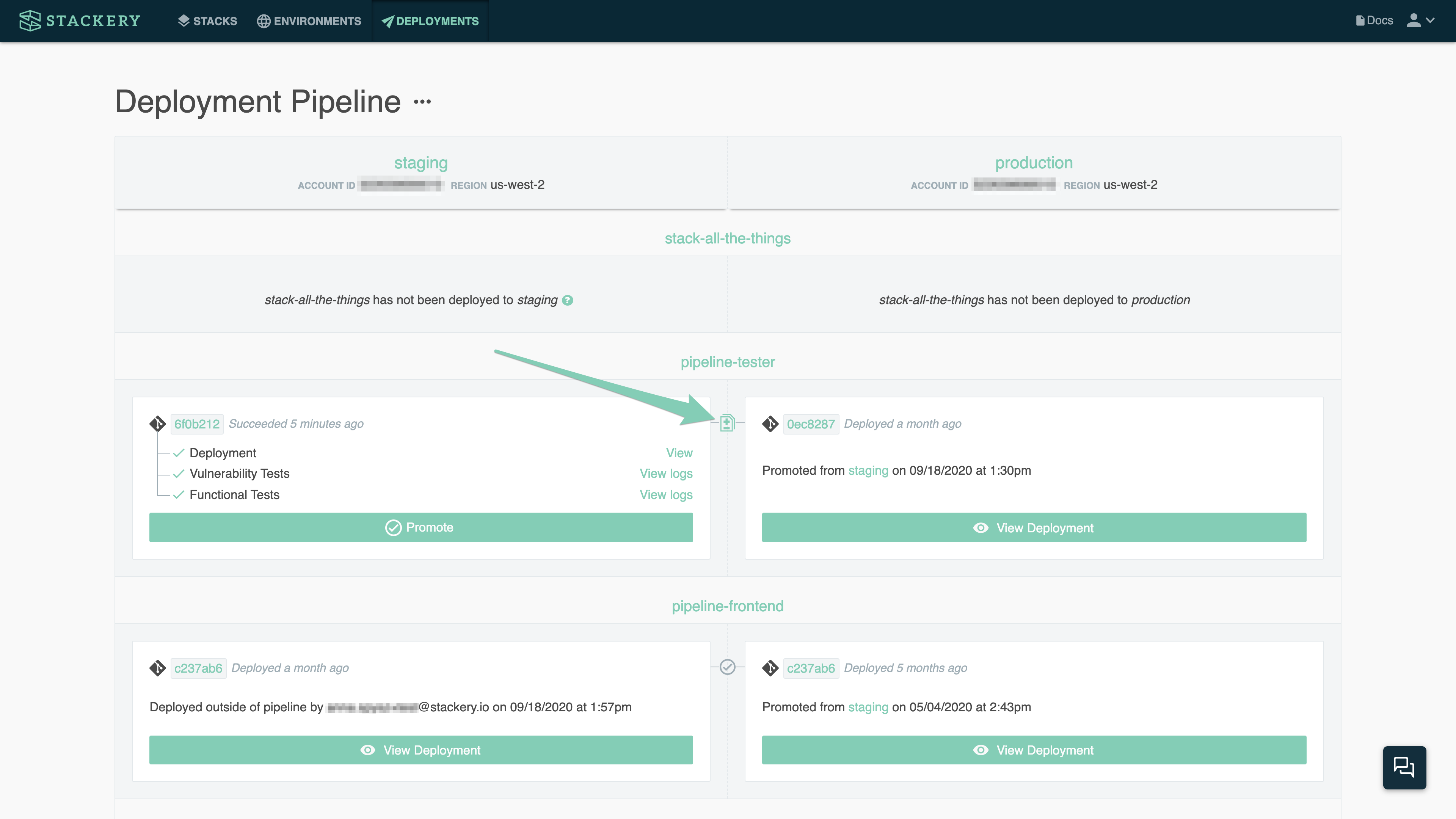 The Deployments Dashboard.