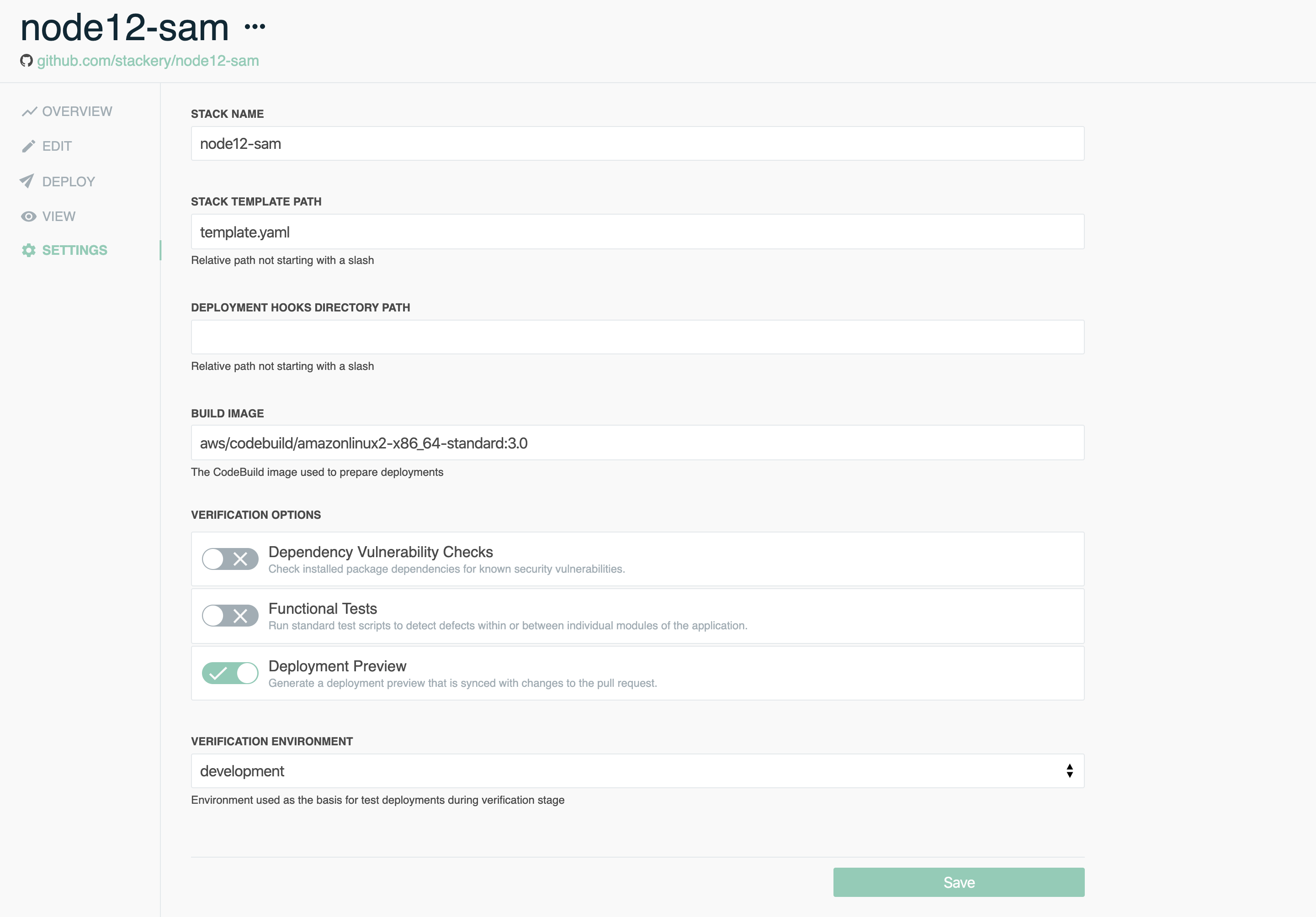 The Stackery Dashboard.