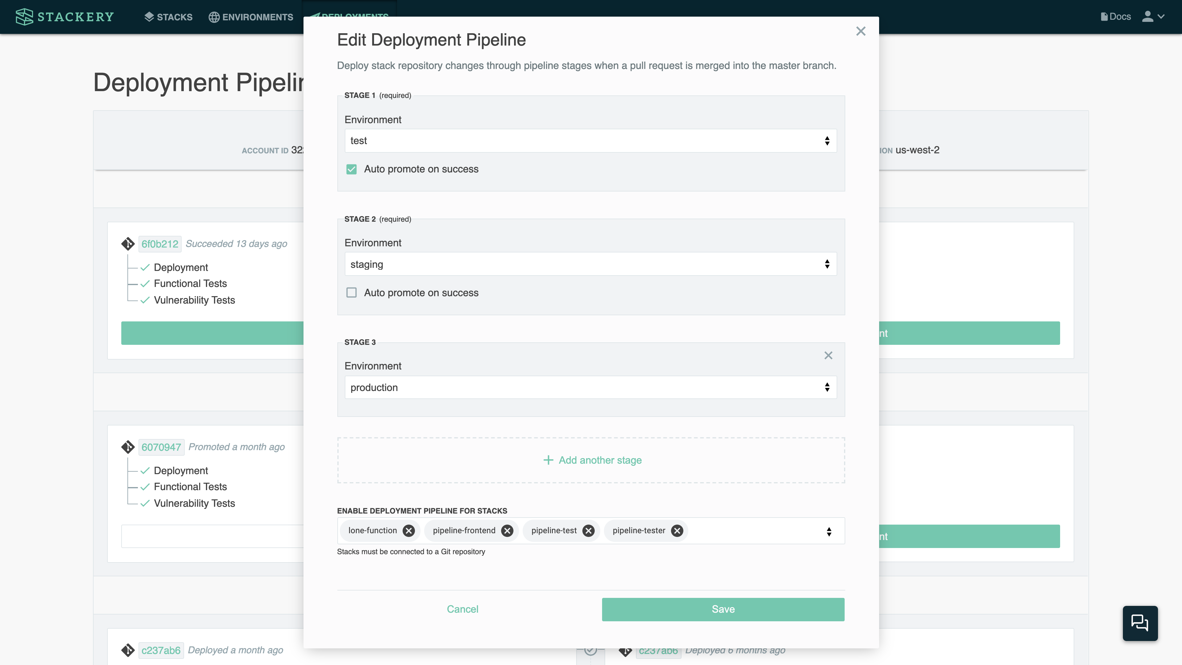 The Deployments Dashboard.